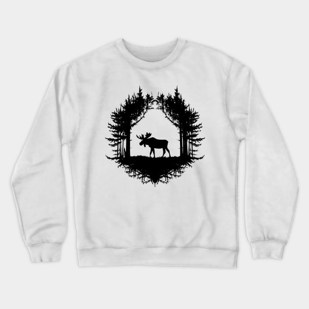 Minimalistic Moose Silhouette Design Crewneck Sweatshirt by Danielleroyer